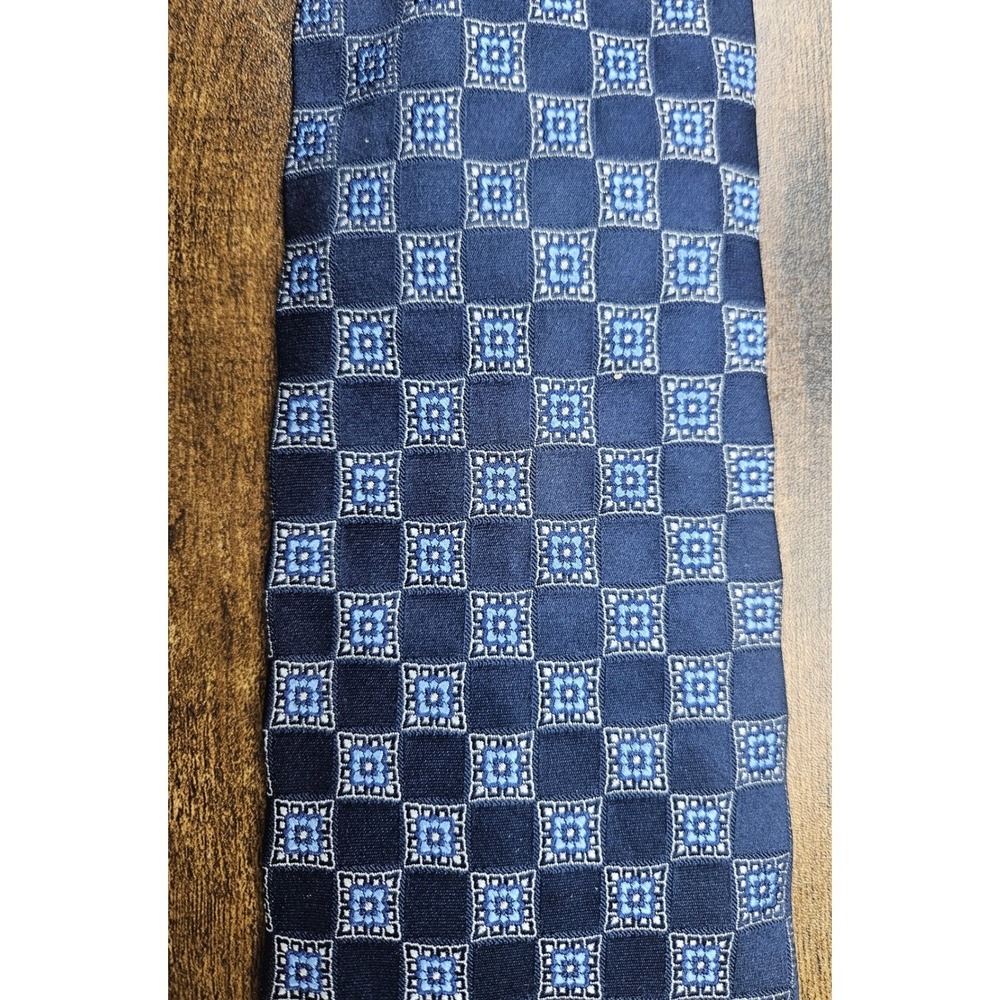 Brooks Brothers Golden Fleece Silk Tie Blue Geometric Pattern Men's Seven Folds - Picture 7 of 8